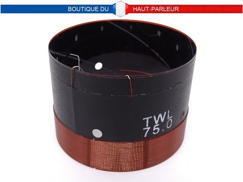 Bobine mobile haut-parleur diamètre 75mm hauteur 55mm 8 ohms puissance 500-650 watts