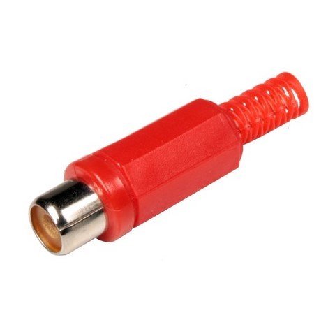 Fiche RCA femelle plastique rouge