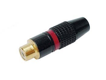 Fiche RCA femelle dorée Capot metallique rouge