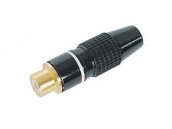 Fiche RCA femelle dorée Capot metallique blanc