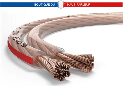 Câble enceinte haute définition, multibrins de qualité supérieure, en cuivre désoxygéné.