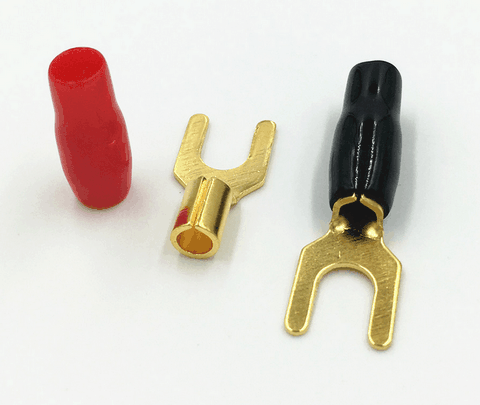 cosse fourche haut-parleur doree.