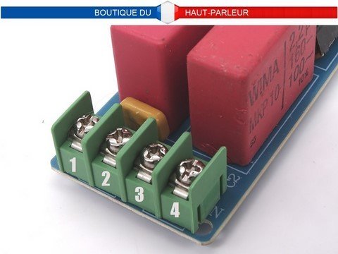 Filtre universel pour tweeter 3200 Hz - 8 ohms. Détails du bornier