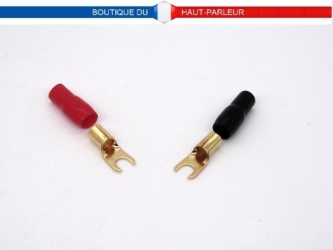 Paire de cosses fourche à sertir ou  à souder cable 2.5mm à 4 mm 0