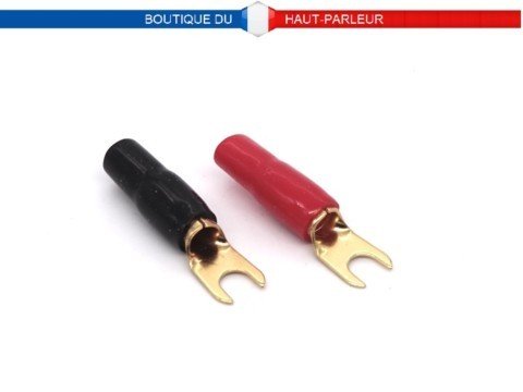 Paire de cosses fourche à sertir ou  à souder cable 2.5mm à 4 mm 0