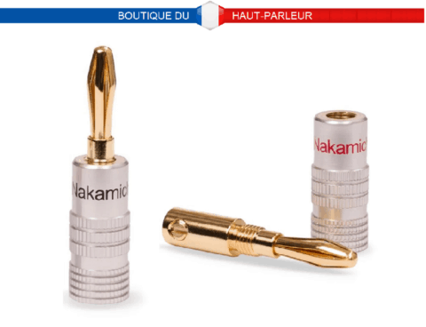 Paire de fiches banane dorées Nakamichi pour câble enceinte haut-parleur