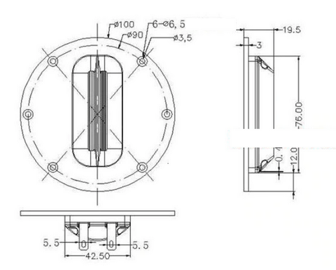 tweeter hifi planar dimensions